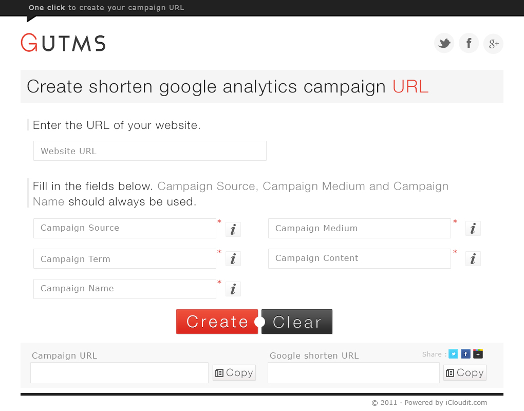 Google Analytics UTMs Shorten URL Generator